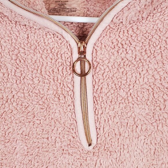 Adrienne Vittadini Sport Pink Sherpa All Day Wear Pullover - Picture 4 of 7